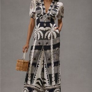 FARM Rio Puff-Sleeve Linen Jumpsuit